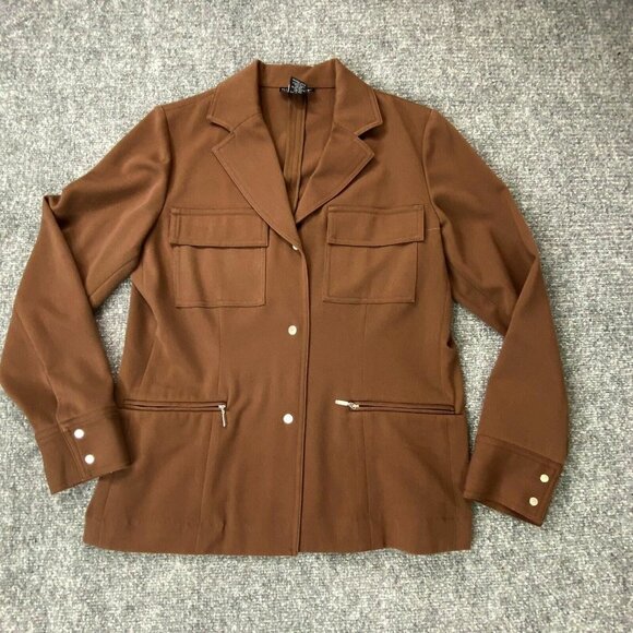 Dialogue Pant Suit Womens 4 Brown 2 Pc New Language of Style Brown Jacket Pants - Picture 2 of 16